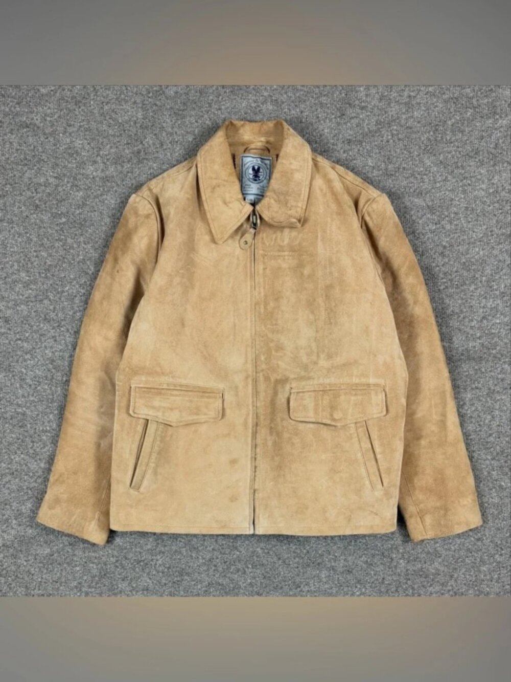 JLC American Classics Tan Suede Leather Chore Harrington Jacket Men’s L Full Zip